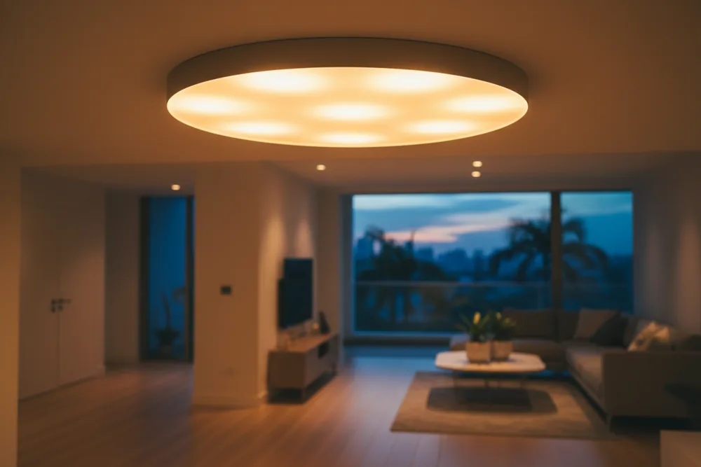 Ceiling light fitting in a living room