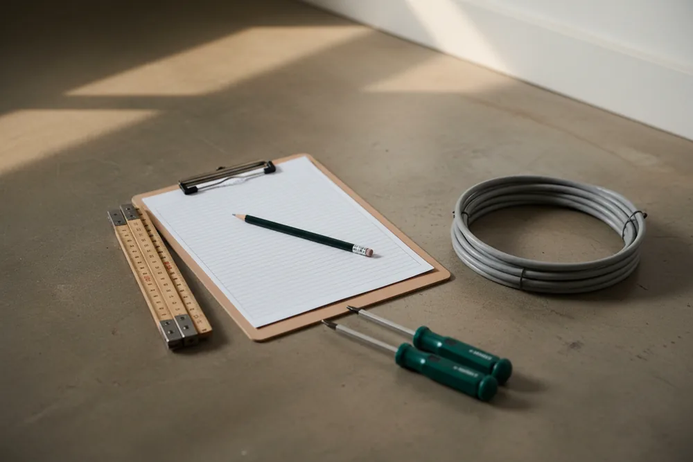 A written work scope, rule and tools laid out before a job starts