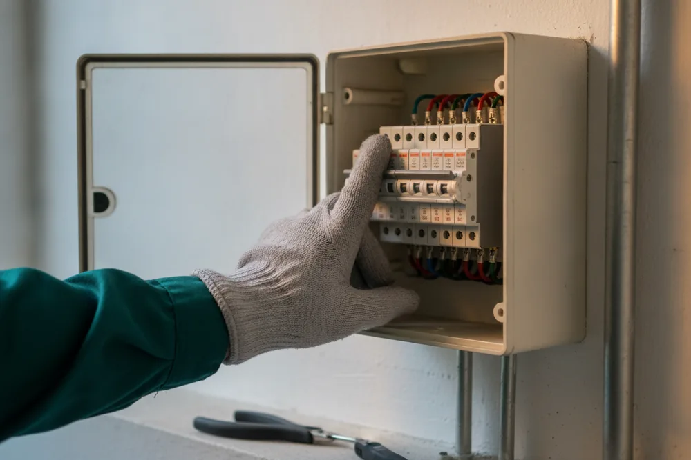 Tripped circuit breaker in a Singapore distribution board